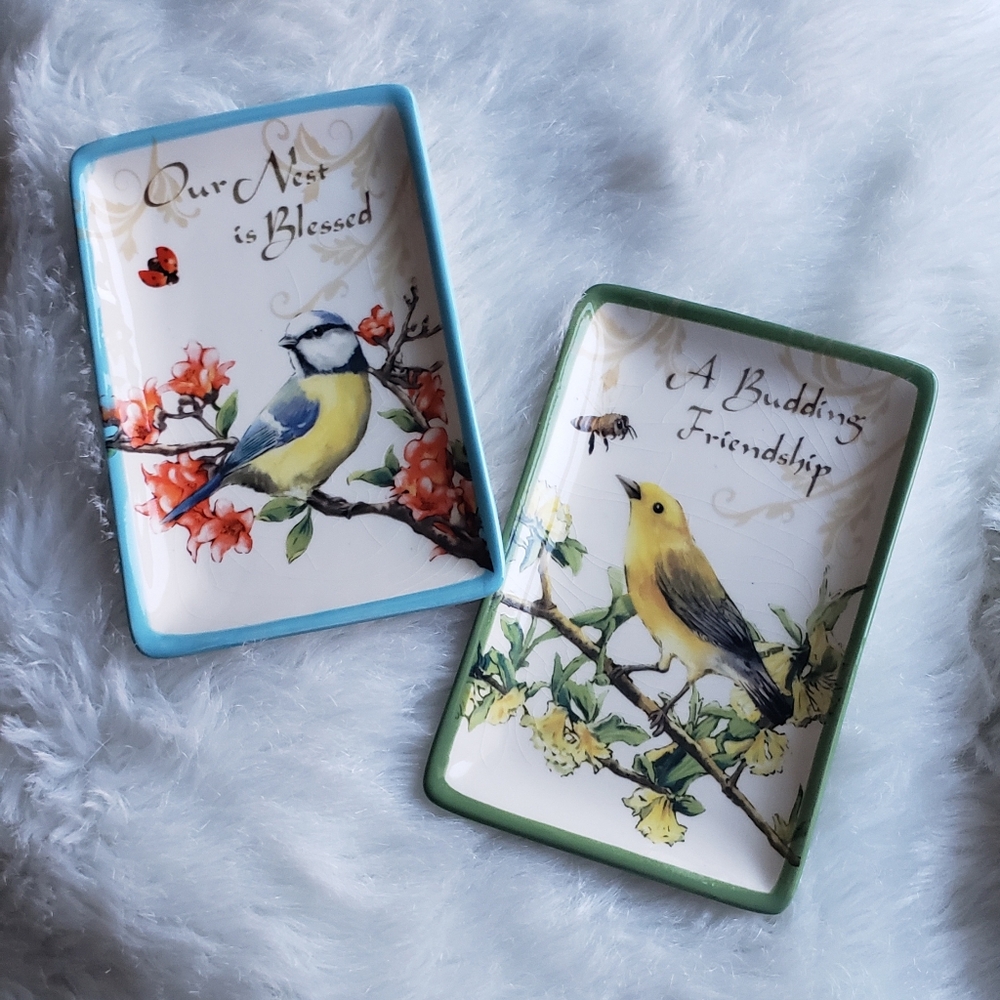 Cracker Barrel Bird Decor Tray Set of 2